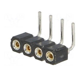 Socket | pin strips | female | PIN: 4 | turned contacts | angled 90°