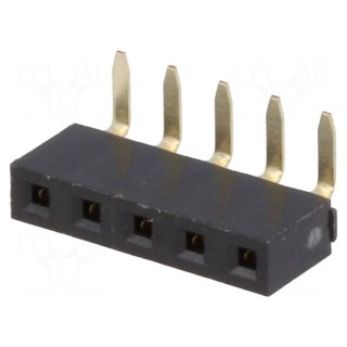 Socket | pin strips | female | PIN: 5 | angled 90° | 2.54mm | THT | 1x5