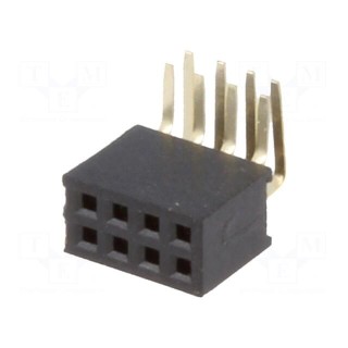 Socket | pin strips | female | PIN: 8 | angled 90° | 1.27mm | THT | 2x4