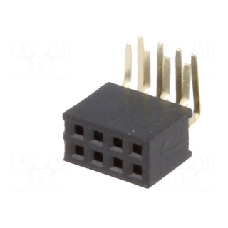 Socket | pin strips | female | PIN: 8 | angled 90° | 1.27mm | THT | 2x4
