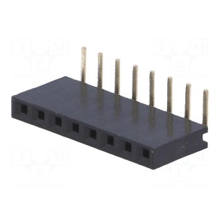 Socket | pin strips | female | PIN: 8 | angled 90° | 2.54mm | THT | 1x8