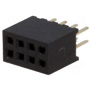 Socket | pin strips | female | PIN: 8 | straight | 1.27mm | THT | 2x4 | 1A