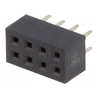 Socket | pin strips | female | PIN: 8 | straight | 2mm | THT | 2x4 | L2.7mm
