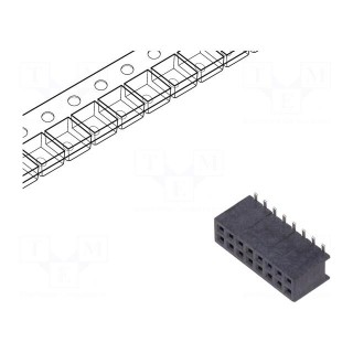 Socket | pin strips | Minitek127 | female | PIN: 16 | vertical | 1.27mm