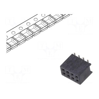 Socket | pin strips | Minitek127 | female | PIN: 8 | vertical | 1.27mm