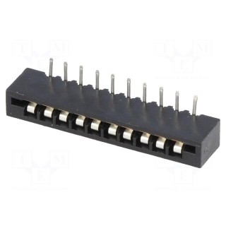 Connector: FFC/FPC | angled 90° | PIN: 10 | Non-ZIF | THT | tinned | 20mΩ
