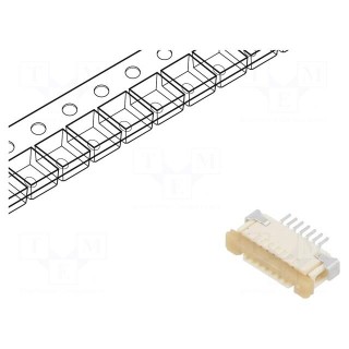 Connector: FFC/FPC | horizontal | PIN: 7 | top contacts,ZIF | SMT | 50V