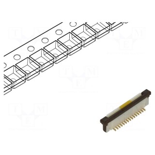Connector: FFC/FPC | vertical | PIN: 15 | ZIF | SMT | 125V | 1A | gold flash