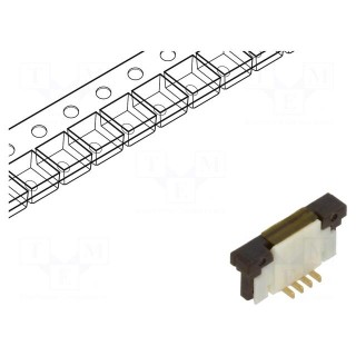 Connector: FFC/FPC | vertical | PIN: 4 | ZIF | SMT | 125V | 1A | gold flash
