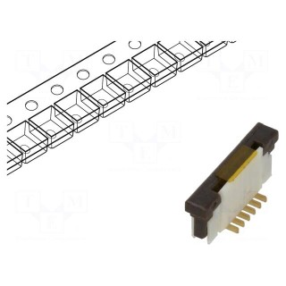 Connector: FFC/FPC | vertical | PIN: 6 | ZIF | SMT | 125V | 1A | gold flash