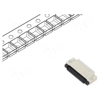 Connector: FFC/FPC | horizontal | PIN: 20 | ZIF | SMT | 50V | 0.4A | tinned