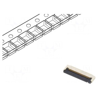 Connector: FFC/FPC | horizontal | PIN: 26 | ZIF | SMT | 50V | 0.4A | Mat: LCP