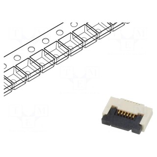 Connector: FFC/FPC | horizontal | PIN: 6 | ZIF | SMT | 50V | 0.4A | -25÷85°C
