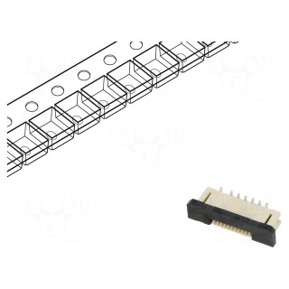 Connector: FFC/FPC | vertical | PIN: 10 | ZIF | SMT | 30V | 0.5A | tinned