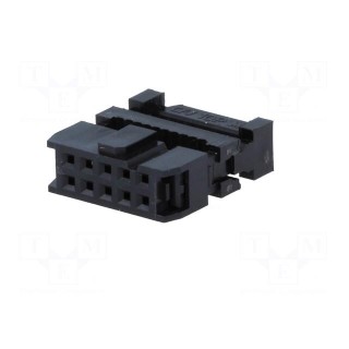 Plug | IDC | female | PIN: 10 | with cable clamp | IDC | for ribbon cable