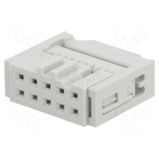 Plug | IDC | female | PIN: 10 | with cable clamp | IDC | for ribbon cable