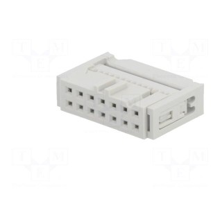 Plug | IDC | female | PIN: 14 | with cable clamp | IDC | for ribbon cable