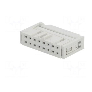 Plug | IDC | female | PIN: 16 | with cable clamp | IDC | for ribbon cable