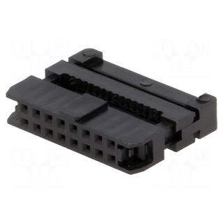 Plug | IDC | female | PIN: 16 | with cable clamp | IDC | for ribbon cable