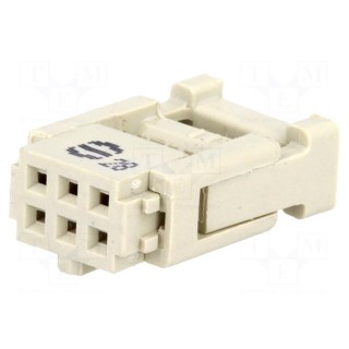 Plug | IDC | female | PIN: 6 | for ribbon cable | 1.27mm | Layout: 2x3