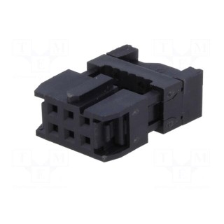 Plug | IDC | female | PIN: 6 | with cable clamp | IDC | for ribbon cable