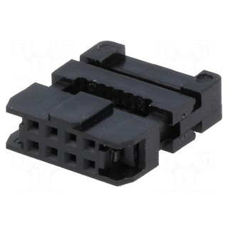 Plug | IDC | female | PIN: 8 | with cable clamp | IDC | for ribbon cable