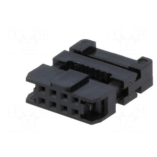 Plug | IDC | female | PIN: 8 | with cable clamp | IDC | for ribbon cable
