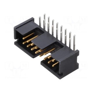 Socket | IDC | male | PIN: 16 | angled 90° | THT | gold-plated | 2.54mm