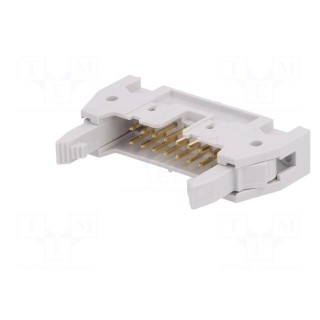 Socket | IDC | male | PIN: 16 | straight | with ejector | THT | 2.54mm | grey