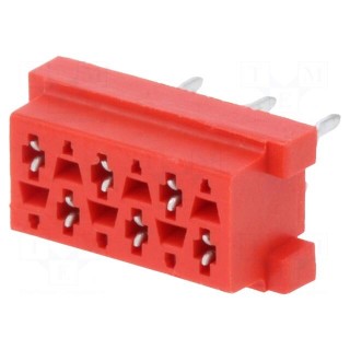 Micro-MaTch | socket | female | PIN: 6 | THT | on PCBs | Layout: 2x3
