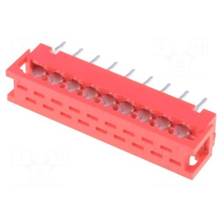 Wire-board | adapter | PIN: 18 | IDC,THT | on PCBs,for ribbon cable