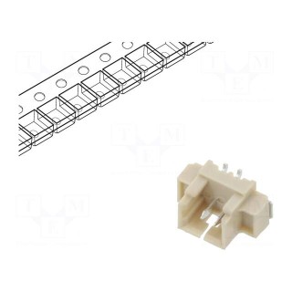 Socket | wire-board | male | 1.25mm | PIN: 2 | SMT | 250V | 1A | tinned