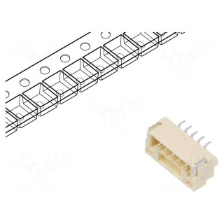 Socket | wire-board | male | GH | 1.25mm | PIN: 5 | SMT | 50V | 1A | horizontal
