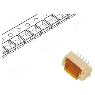 Socket | wire-board | male | GH | 1.25mm | PIN: 5 | SMT | 50V | 1A | vertical