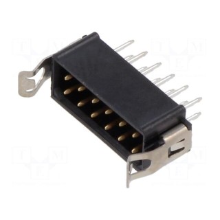 6+6 Pos. Male DIL Vertical Throughboard Conn. Latches