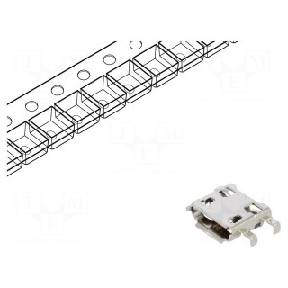 Socket | USB B micro | PIN: 5 | SMT,THT | on PCBs | horizontal | USB 2.0