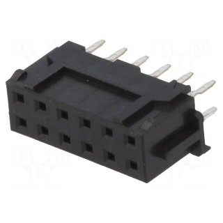 Socket | wire-board | female | DF11 | 2mm | PIN: 12 | THT | on PCBs | tinned
