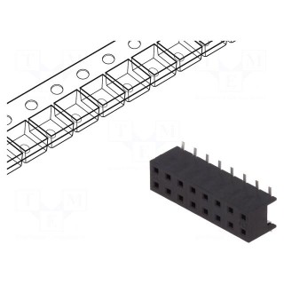 Socket | wire-board | female | Minitek | 2mm | PIN: 16 | SMT | on PCBs | 2A