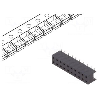 Socket | wire-board | female | Minitek | 2mm | PIN: 20 | SMT | on PCBs | 2A