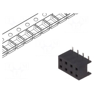 Socket | wire-board | female | Minitek | 2mm | PIN: 8 | SMT | on PCBs | 2A