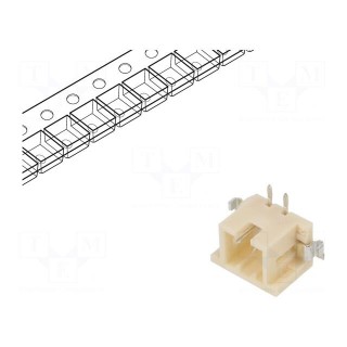 Socket | wire-wire/PCB | male | DF3 | 2mm | PIN: 2 | SMT | on PCBs | tinned