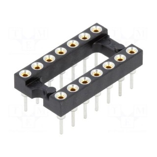 7+7 Pos. Female DIL Vertical Throughboard IC Socket