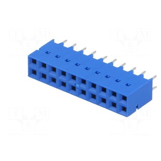 Socket | PCB to PCB | female | Dubox® | 2.54mm | PIN: 20 | THT | 2A | blue