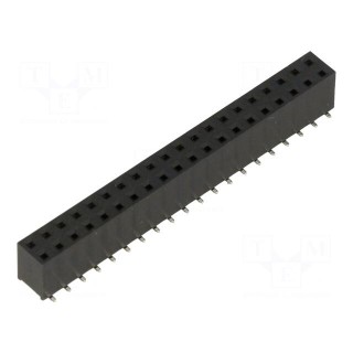 Socket | pin strips | female | 2.54mm | PIN: 40 | SMT | on PCBs | vertical