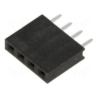 Socket | pin strips | female | 2.54mm | PIN: 4 | THT | on PCBs | Layout: 1x4