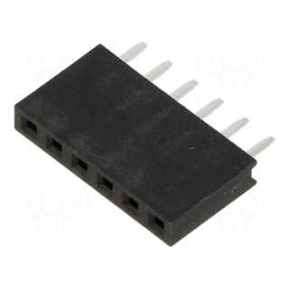 Socket | pin strips | female | 2.54mm | PIN: 6 | THT | on PCBs | Layout: 1x6