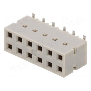 Socket | wire-board | female | DUBOX | 2.54mm | PIN: 12 | SMT | gold-plated
