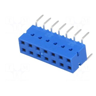 Socket | wire-board | female | DUBOX | 2.54mm | PIN: 14 | THT | 2A | straight