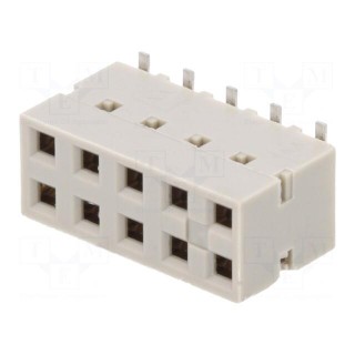 Socket | wire-board | female | DUBOX | 2.54mm | PIN: 10 | SMT | gold-plated