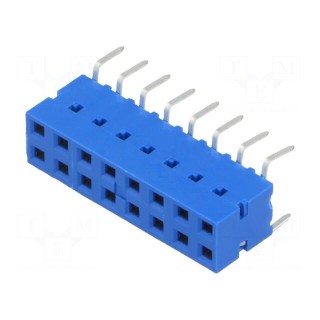 Socket | wire-board | female | DUBOX | 2.54mm | PIN: 16 | THT | 2A | straight